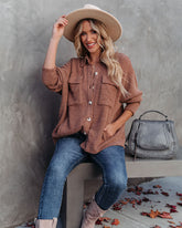 Kole Pocketed Button Down Textured Shacket - Brown - FINAL SALE Ins Street